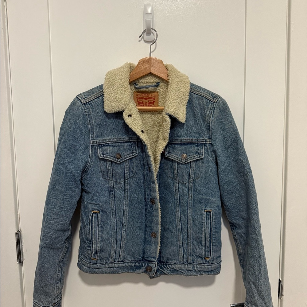 Levi's Blue Denim Sherpa Jacket
